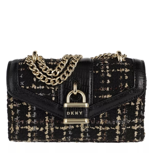 DKNY Ella Mini Flap Shoulder Bag Black Gold Crossbody Bag