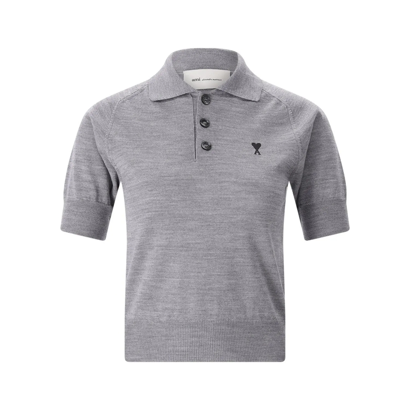 AMI Paris Poloshirt Poloshirt aus Merinowolle schwarz(Image 5)