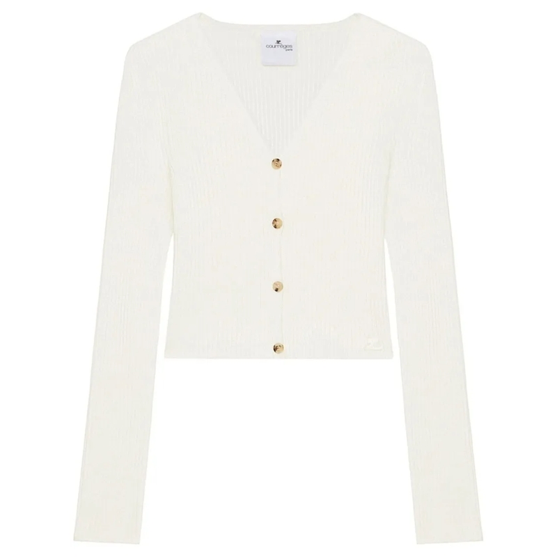 Courrèges Vest Cropped Ribbed Knit Sweater White