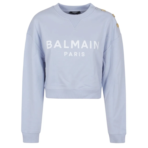 Balmain Chemises 3 Btns Printed Sweatshirt Blue