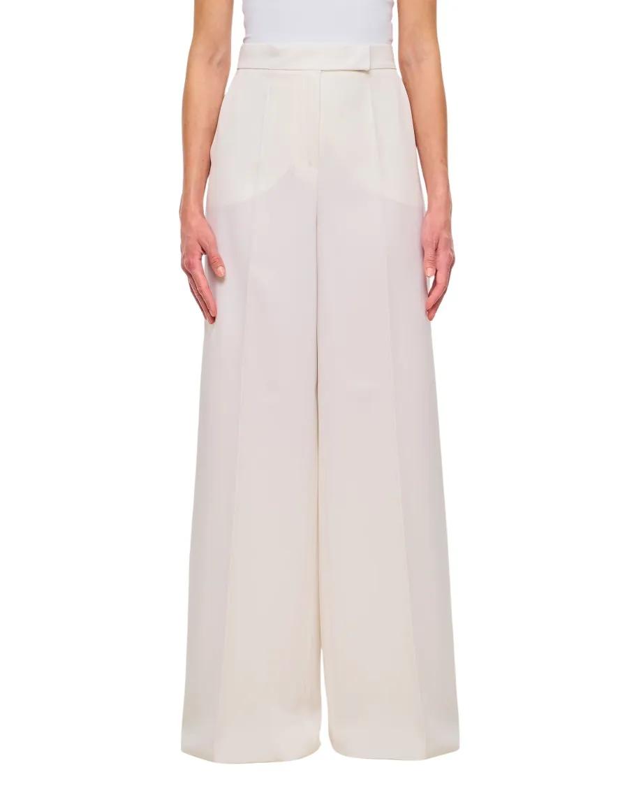 Thumbnail - Max Mara - White Ninfa Wide Leg Trousers - Größe 42 - weiß