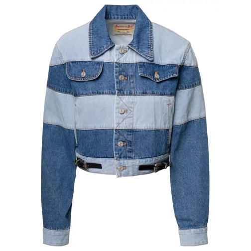 Andersson Bell Mahina' Blue Denim Patchwork Jacket With Heart-Sha Blue Jeans