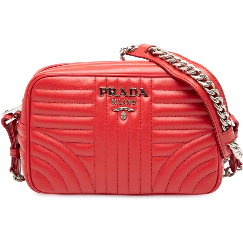 Prada Sac à bandoulière Soft Calfskin Diagramme Camera Bag rot