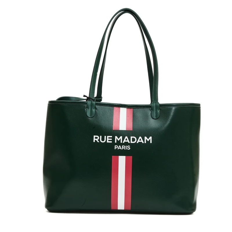 Rue Madame Sac à bandoulière Eco-Leather Shopping Bag With Green Logo Black