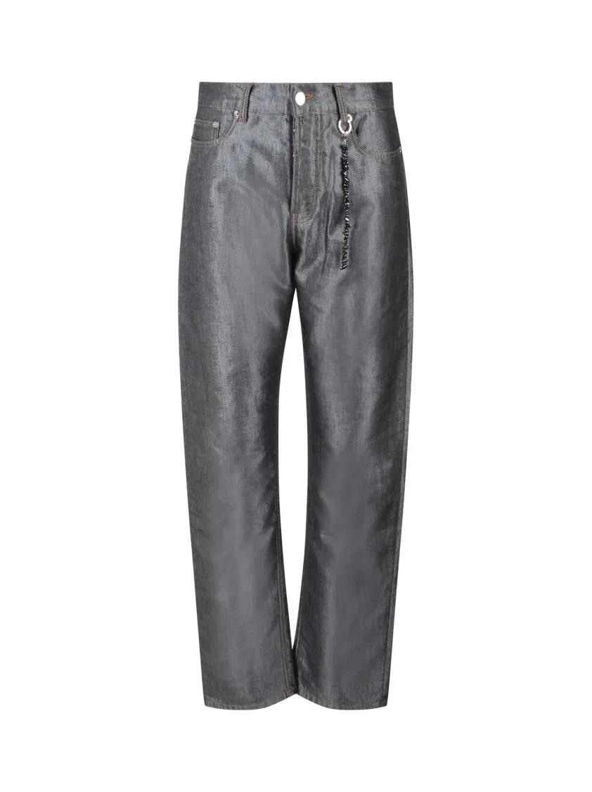 Thumbnail - Darkpark - Chain Adorned Relaxed Fit Lurex Gale Jeans - Größe 27 - grau