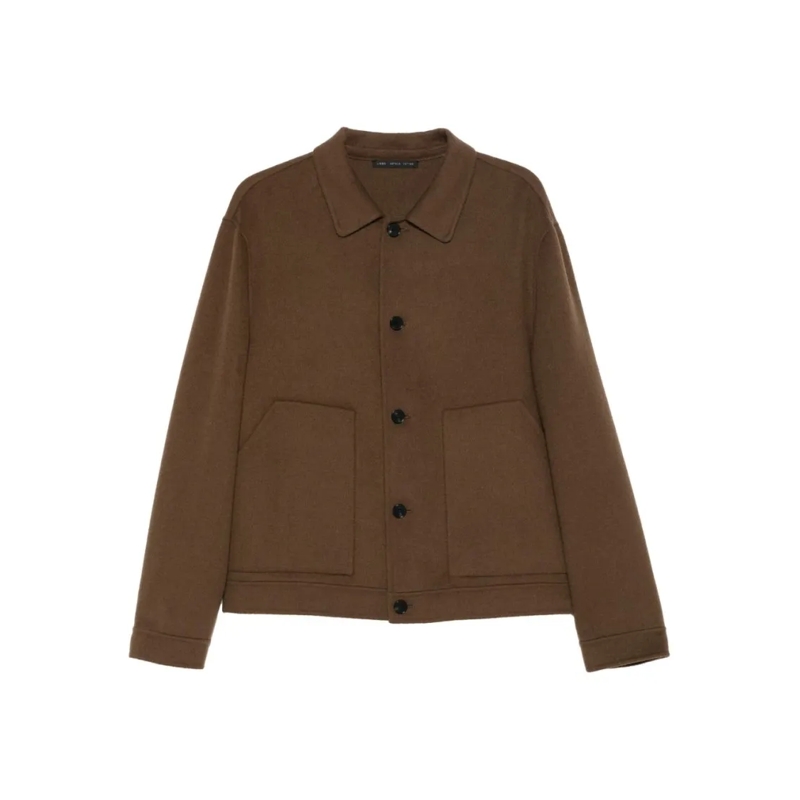 Low Brand  Brown Double Wool Jacket With Patch Pockets Black
