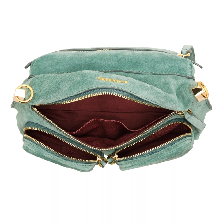 Coccinelle Hyle Suede Kale Green Crossbody Bag