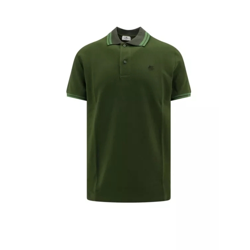 Etro Cotton Polo Shirt With Pegaso Embroidery Green 