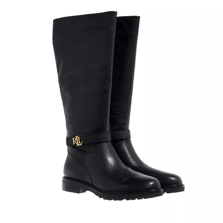 Ralph lauren black leather boots best sale