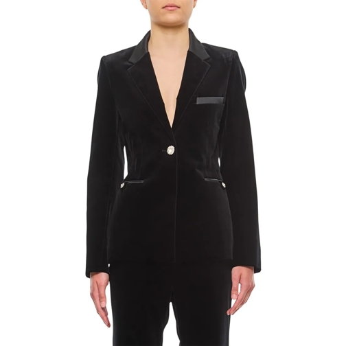 Paco Rabanne Blazer Single Breasted Velvet Jacket Black