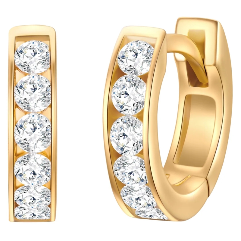 Trilani Ohrhänger Sterling Silber Creolen Zirkonia gold