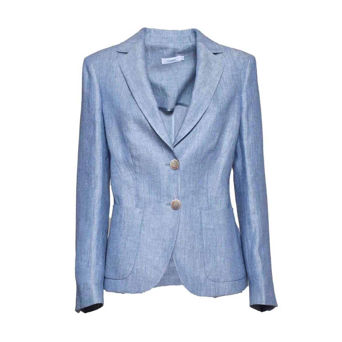 Thumbnail - Barba - Blazer Jaqueline Single Breasted In Light Blue Lin - Größe 44 - blau