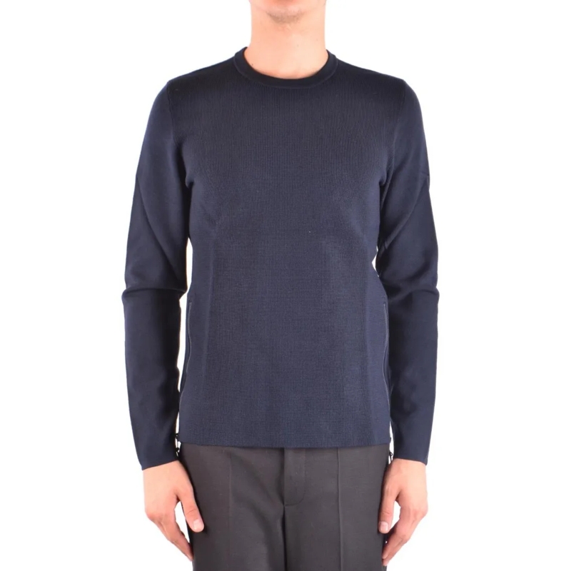 MICHAEL Michael Kors Trui Ribbed Navy Sweater With Contrast Elbow Patches Grey