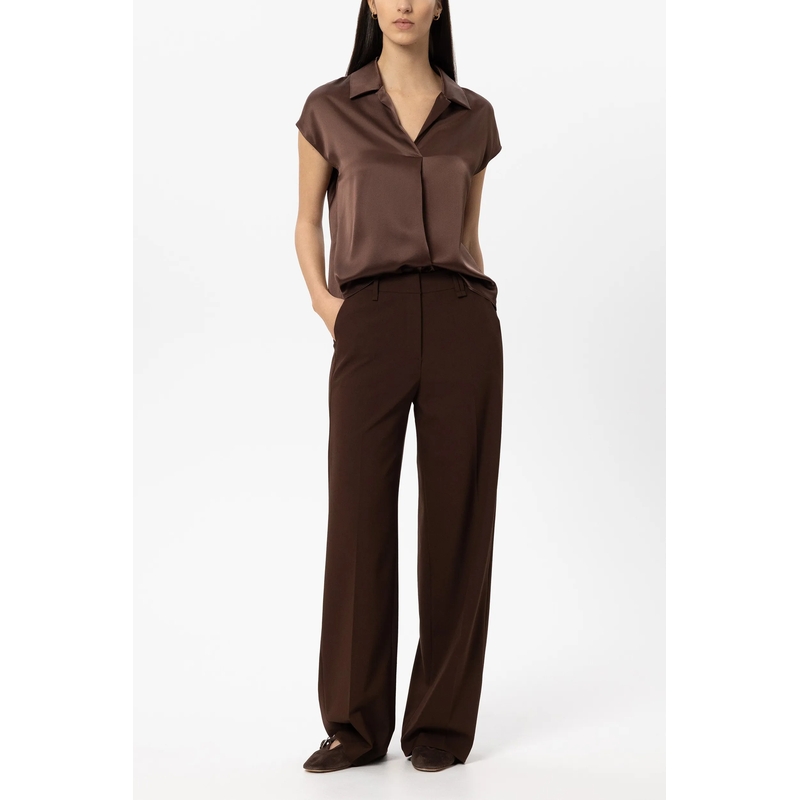 Luisa Cerano Top Kurzarm-Seidenbluse marone(Image 2)