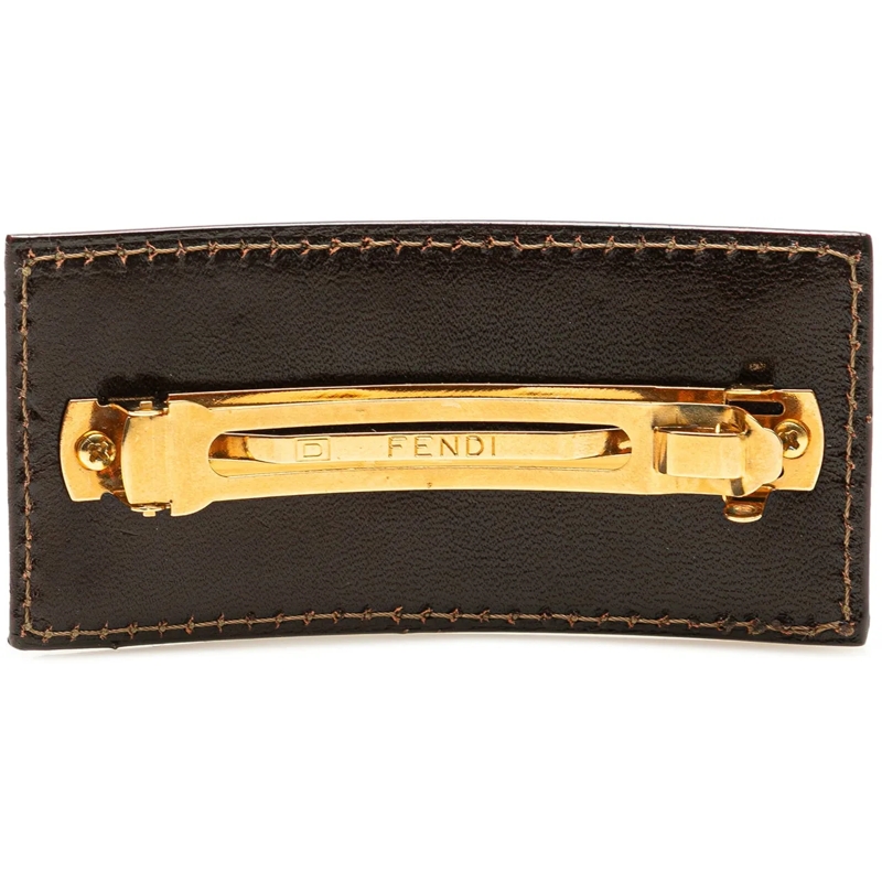 Fendi  Zucca Canvas Barrette Hair Clip braun
