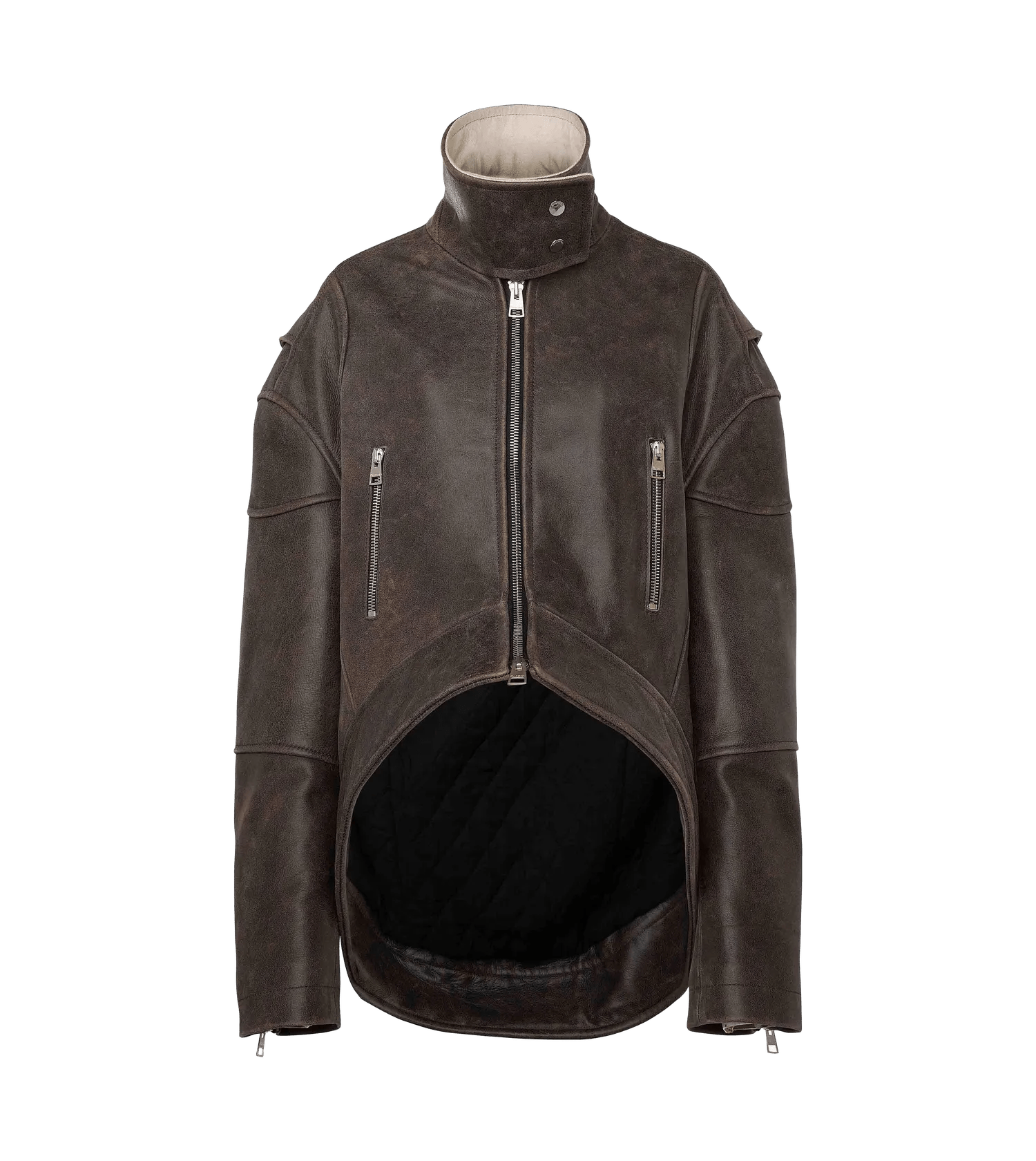 J.W.Anderson - Lederjacke mit Stehkragen - Größe XS - braun