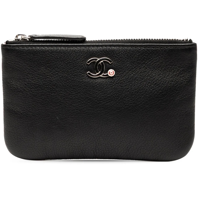 Chanel Necessaire CC Grained Calfskin Zip Pouch schwarz
