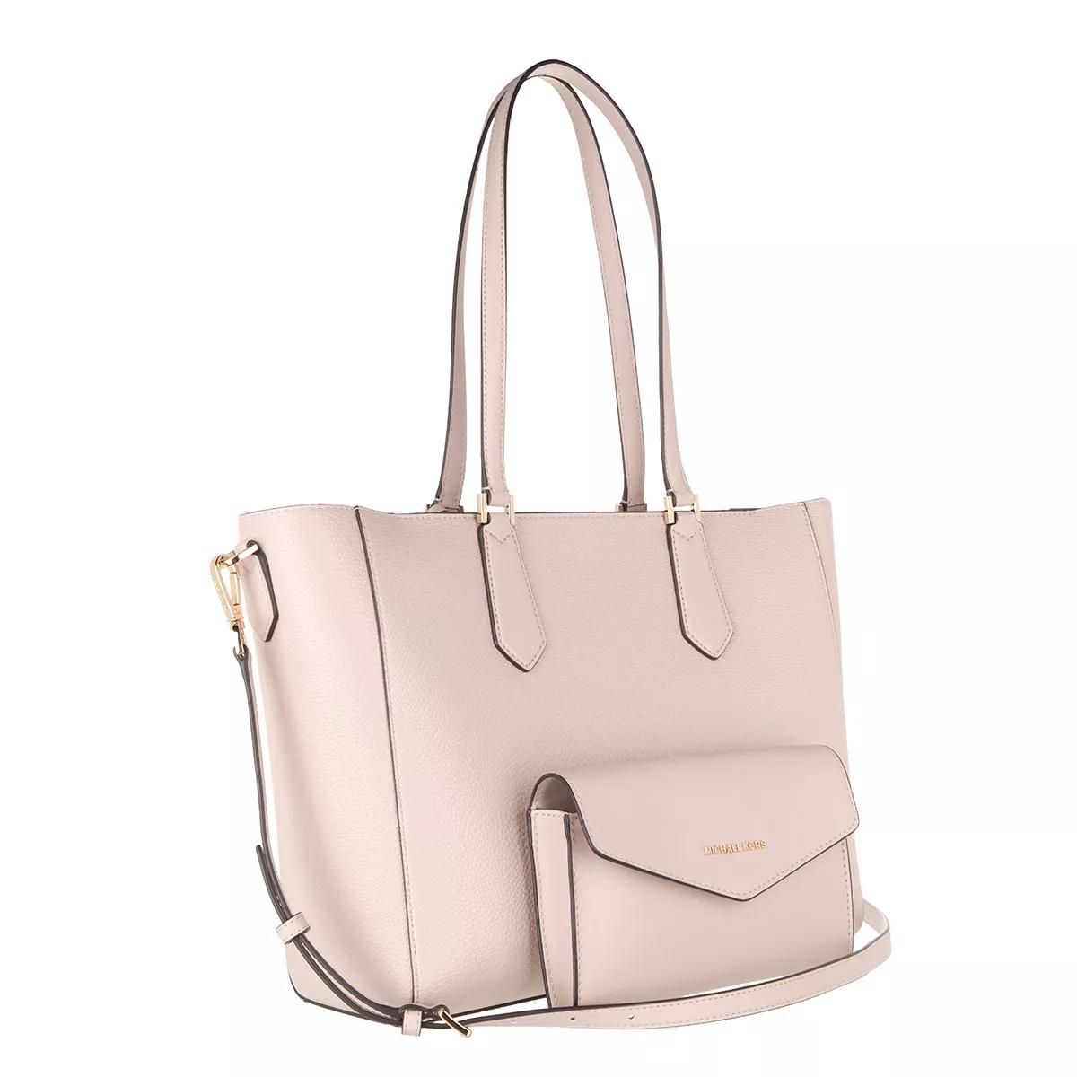 NWT MICHAEL KORS LARGE VANILLA/SOFT PINK KIMBERLY 3 IN 1 TOTE CROSSBODY  CLUTCH