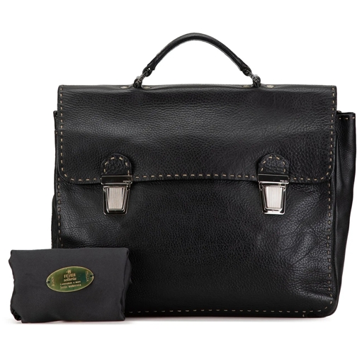 Fendi Sacoche pour ordinateur portable 2000-2010 Leather Selleria Briefcase schwarz (Image 17)