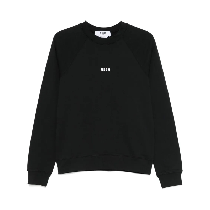 MSGM  Relaxed Fit Black Sweatshirt With Logo Print Black
