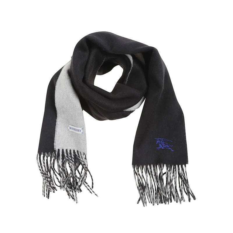 Burberry Lichtgewicht Sjaal Blue Cashmere Scarf Black