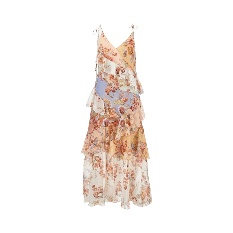 Zimmermann  Frilled Slip Dress Neutrals