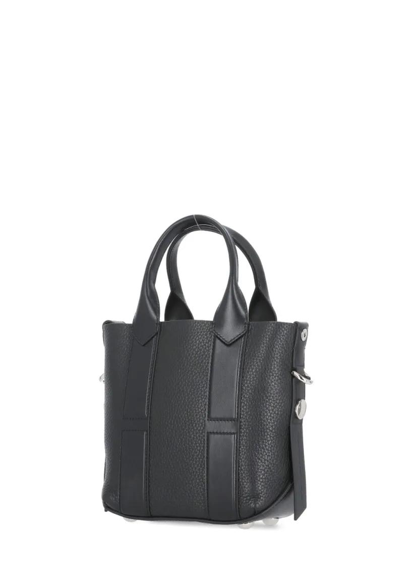 Hogan Shoppers & Totes Pebbled Leather Hand Bag in zwart