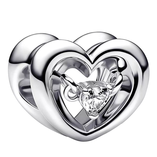 Pandora Open heart sterling silver charm with clear cubic  zirconia Pendant
