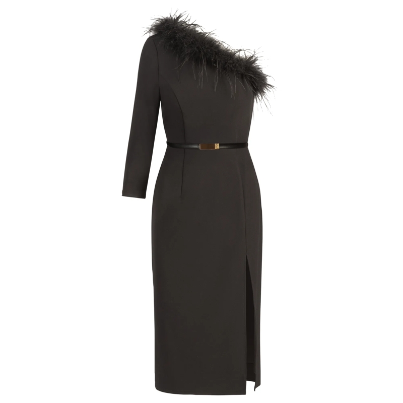 Apart Abendkleid One-Shoulder Cocktailkleid schwarz