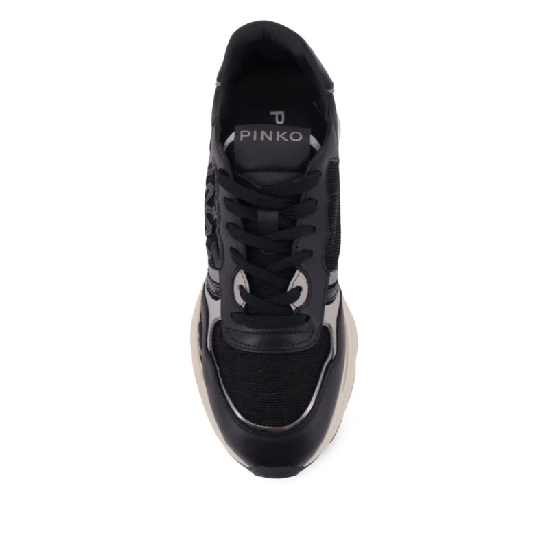Pinko Low-Top-Sneaker Lace-Up Black Mesh Black