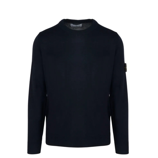 Stone Island Merino Wool Sweater Blue Pull