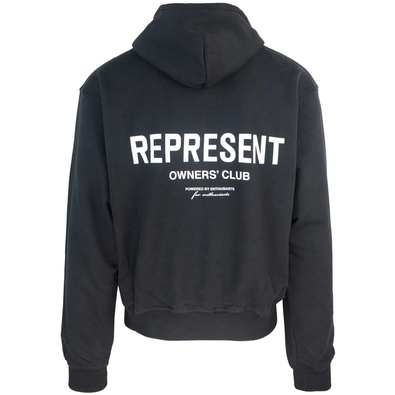 Represent Hoodie Owners Club Zip Hoodie With Printed Logo Black(Image 6)