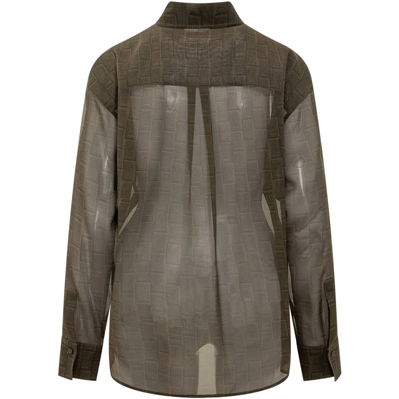 Salvatore Ferragamo Chemisier Camicia con Stampa Monogram taupe(Image 2)