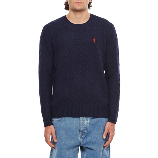 Polo Ralph Lauren Cable Knit Wool Cashmere Jumper Blue Tröja