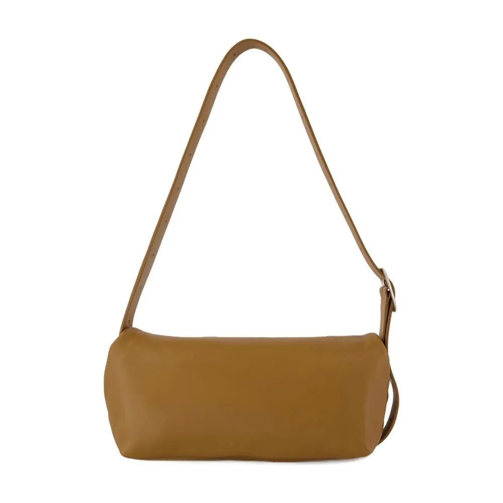 Jil Sander Hobo bags Khaki Leather Rollup Small Square Belt Shoulder Ba in bruin