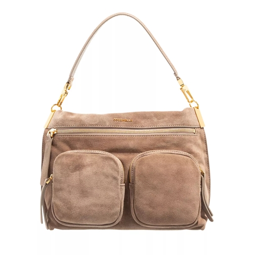 Coccinelle Hyle Suede Warm Taupe Crossbody Bag