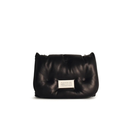 Maison Margiela Glam Slam' Black Leather Crossbody Bag Black Schoudertas