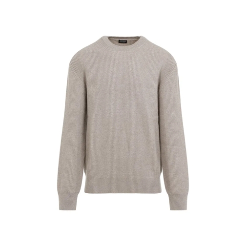 Zegna Pullover Beige Cashmere Crewneck Sweater Neutrals