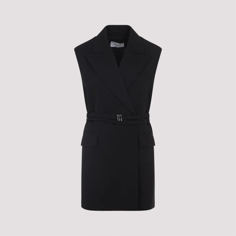 Sportmax Übergangsmantel Belted Black Virgin Wool Waistcoat Black