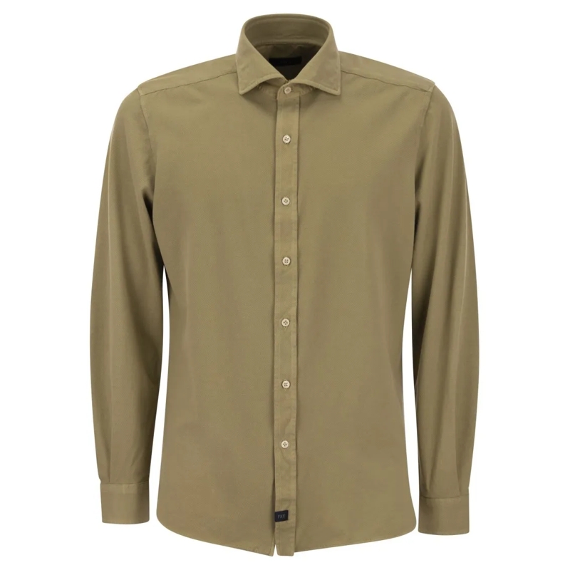 Fay Hemd Cotton French Collar Shirt Green
