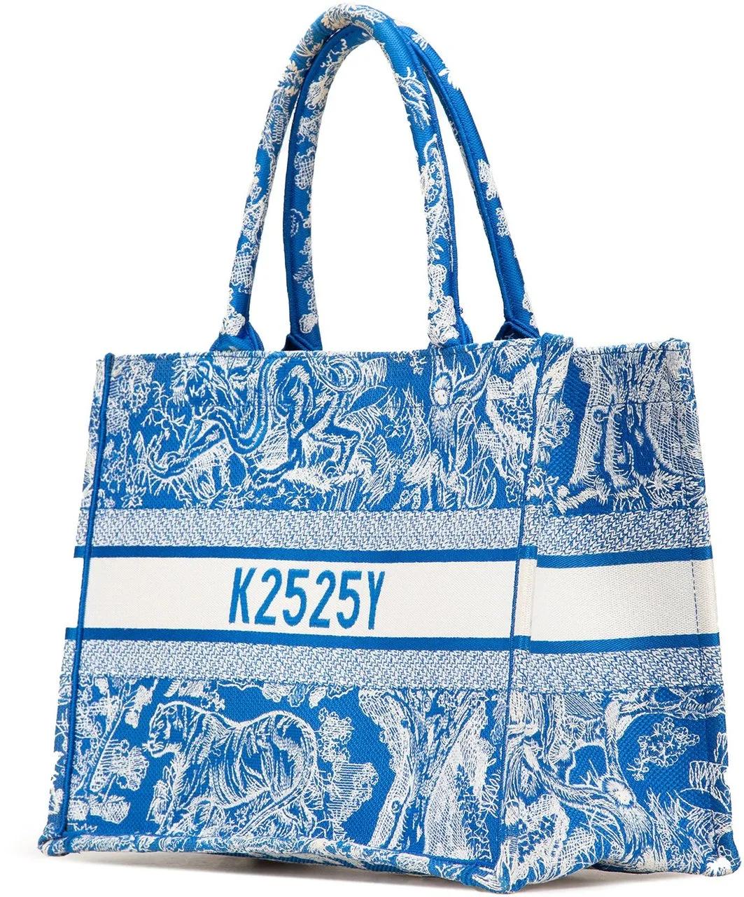 Thumbnail - Christian Dior Shopper - Medium Canvas Embroidered Dioriviera Toile De Jouy - Gr. unisize - in Blau - für Damen