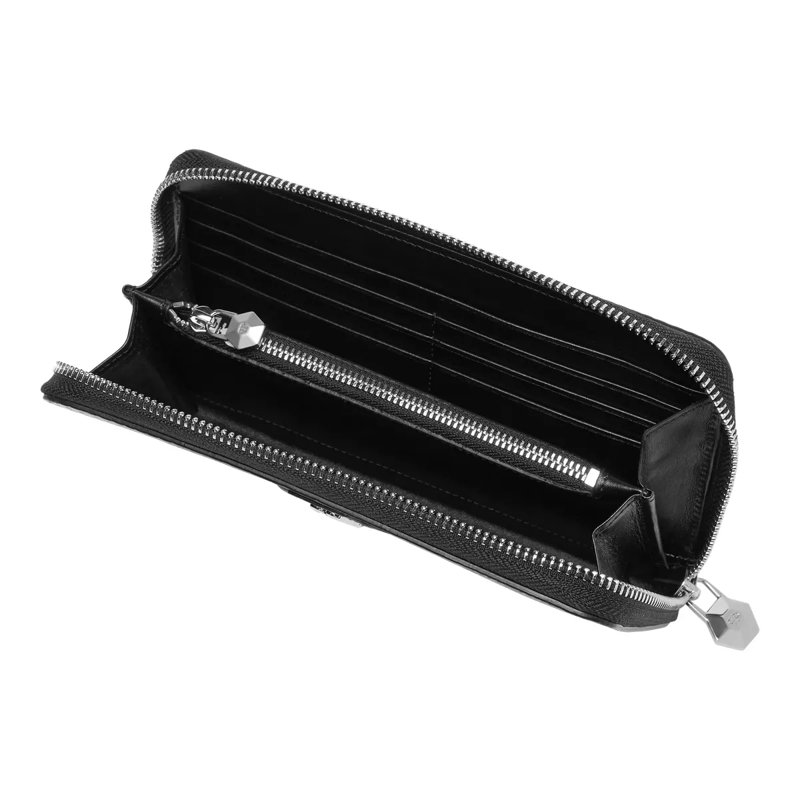 Philipp Plein Geldbörse Mid-Zip Brieftasche Cocco Crocco Geprägt schwarz(Image 4)