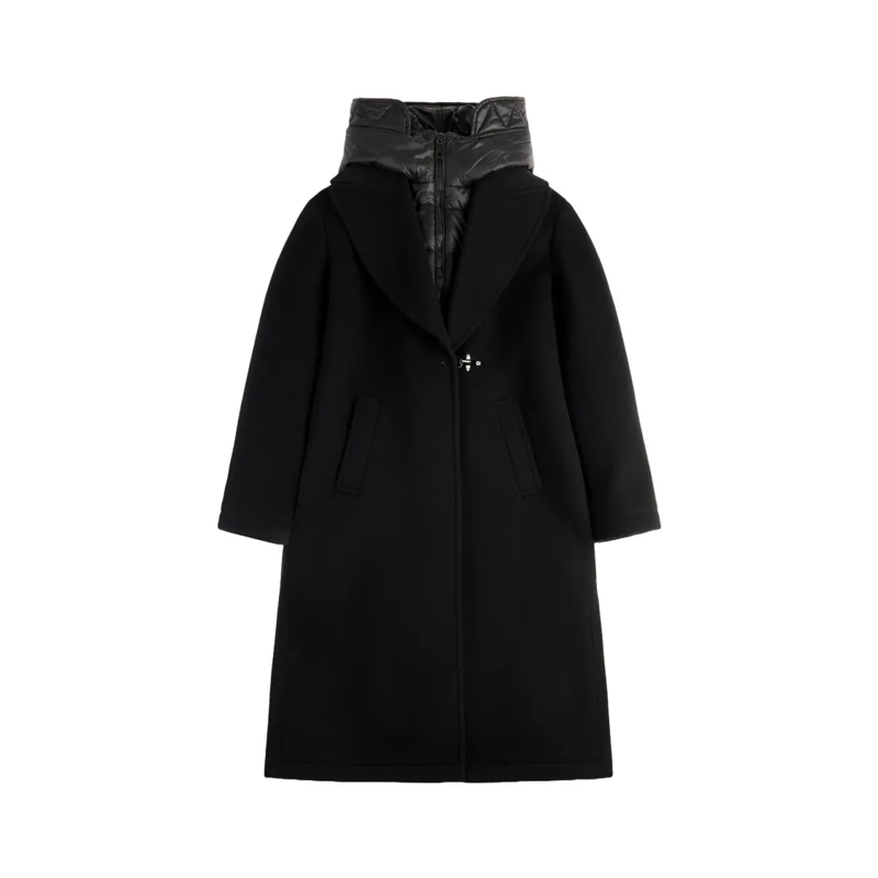 Fay  Nylon-Blend Front Hook Coat Black