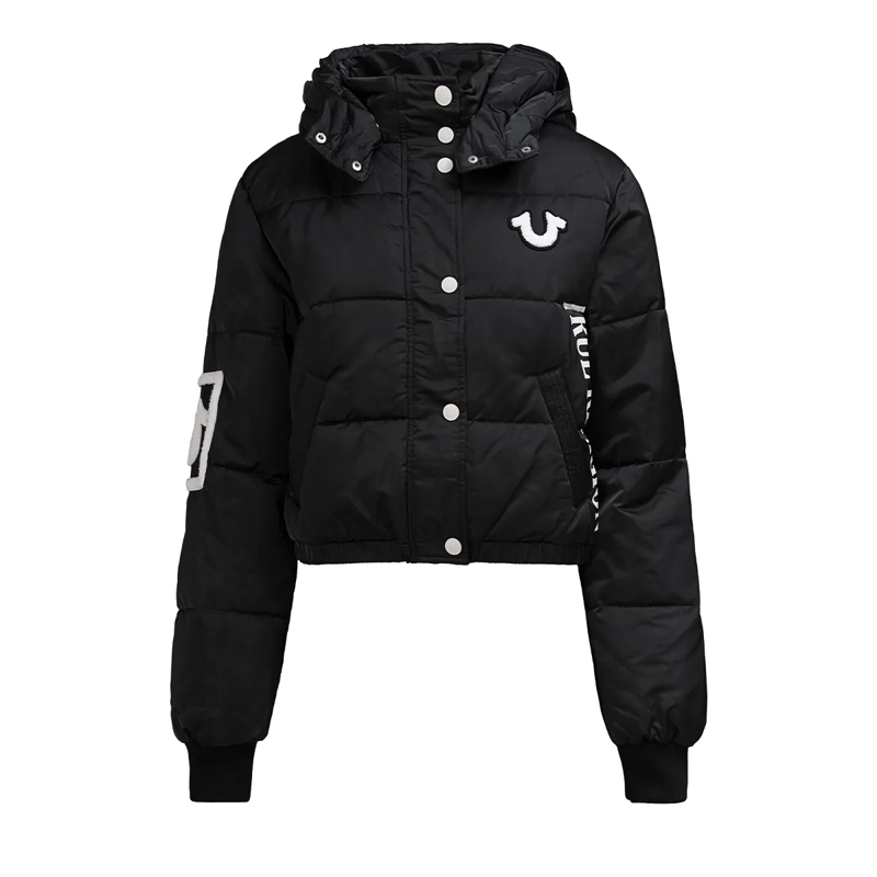 True Religion Daunenjacke Cropped-Puffer-Jacke schwarz