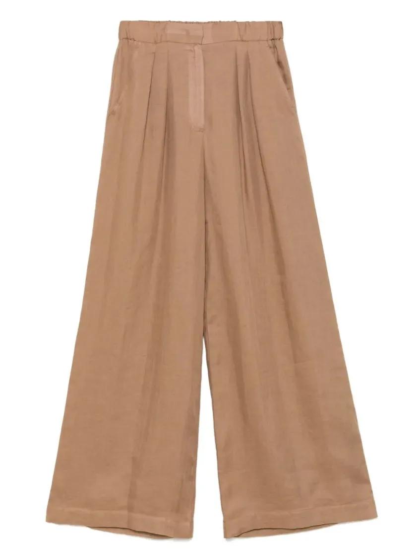 Thumbnail - Lorena Antoniazzi - Camel Brown Pleat-Detailing Trousers - Größe 48 - braun