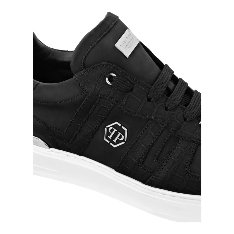 Philipp Plein Low-Top-Sneaker Lo-Top Turnschuhe Cocco Crocco Geprägt schwarz(Image 3)