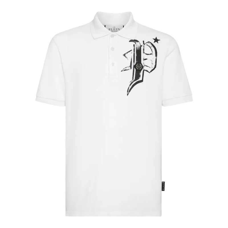 Philipp Plein Top Poloshirt Skull&Bones weiss