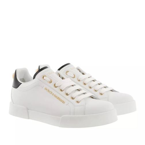Dolce&Gabbana White Leather Sneakers White/Black/Gold Low-Top Sneaker