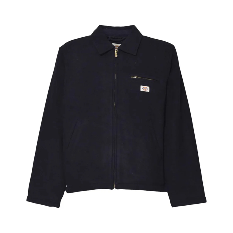 DICKIES  Classic Zip-Front Casual Jacket With Pointed Colla Black