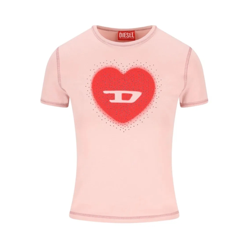 Diesel T-shirt Fitted Short-Sleeve T-Shirt In Soft Pink Pink